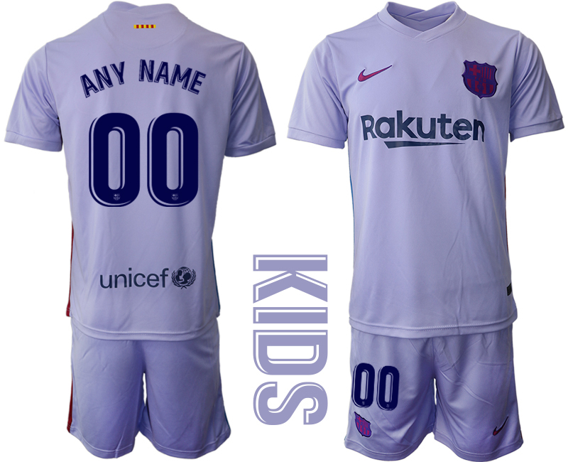 Youth 2021-2022 Club Barcelona away purple customized Soccer Jersey
